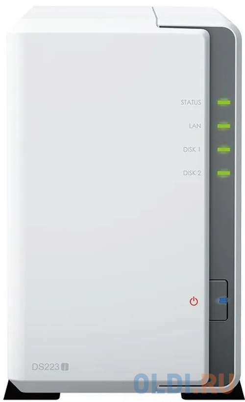 Synology DS223j Сетевое хранилище 2x2.5"/3.5" SATA, Realtek RTD1296-1.7GHz, 1 GB DDR4, 1x1 Гбит/с, 2xUSB