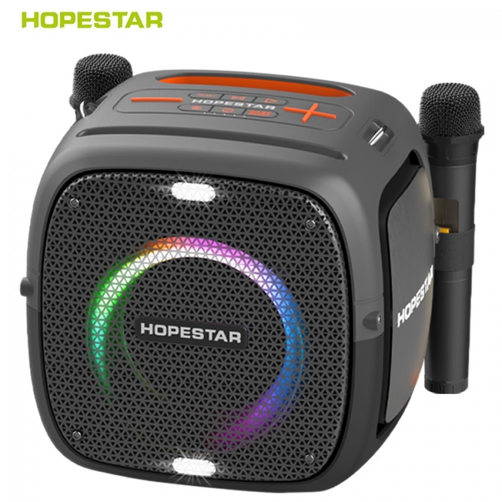 Портативная акустика Hopestar Party One, 80 Вт, AUX, USB, microSD, Bluetooth, подсветка, серый