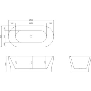 Акриловая ванна BelBagno 170x80 слив-перелив хром (BB405-1700-800)