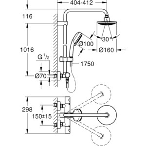 Душевая система Grohe Tempesta Cosmopolitan System с термостатом, хром (27922000)