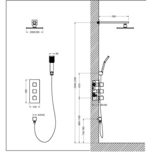 Душевая система Timo Tetra-thermo с термостатом, черный матовый (SX-0179/03SM)