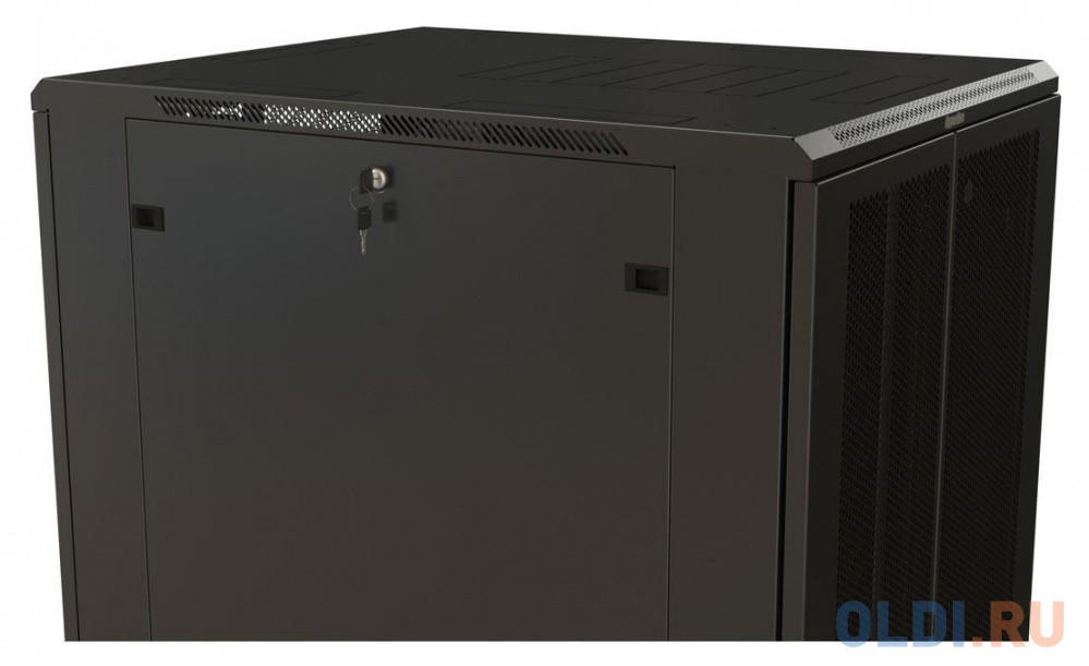 Шкаф серверный Hyperline (TTR-4281-DD-RAL9005) напольный 42U 800x1000мм пер.дв.перфор.2ств. задн.дв.перфор.2-хст. 2 бок.пан. 800кг черный IP20 сталь