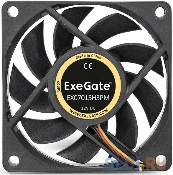 Exegate EX283372RUS Вентилятор ExeGate EX07015H3PM, 70x70x15 мм, гидродинамический, 3pin+Molex, 3000RPM, 26dBA