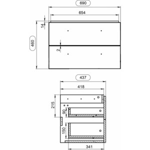 Тумба с раковиной Cersanit Lara 70 орех (64136 + S-UM-COM70/1-w)