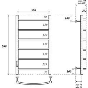 Полотенцесушитель электрический Point П6 500х800 диммер слева, хром (PN04758)