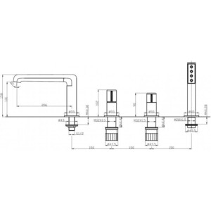 Смеситель на борт ванны BelBagno Uno на 4 отверстия, хром (UNO-BVD4-CRM)