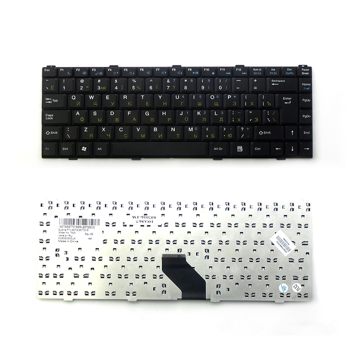 Клавиатура TopON для Dell Inspiron 1425, 1427 Series. Г-образный Enter, черная, без рамки (TOP-100367)