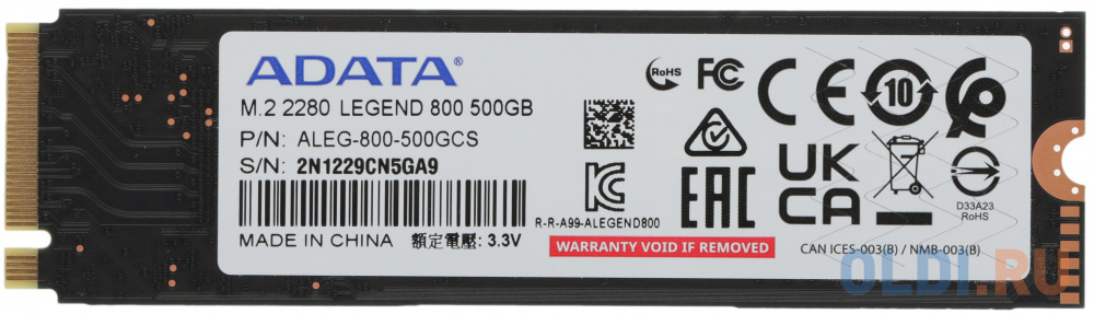 SSD жесткий диск M.2 2280 500GB ALEG-800-500GCS ADATA в Москвe