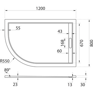 Душевой поддон Cezares Tray AS-RH 120х80 правый, с ножками, фронтальной панелью, сифоном в Москвe