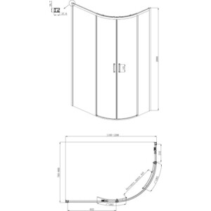 Душевой уголок Ambassador Queen 120x80 с душевой системой Lemark, прозрачный, хром (11011103L, LM7010C)