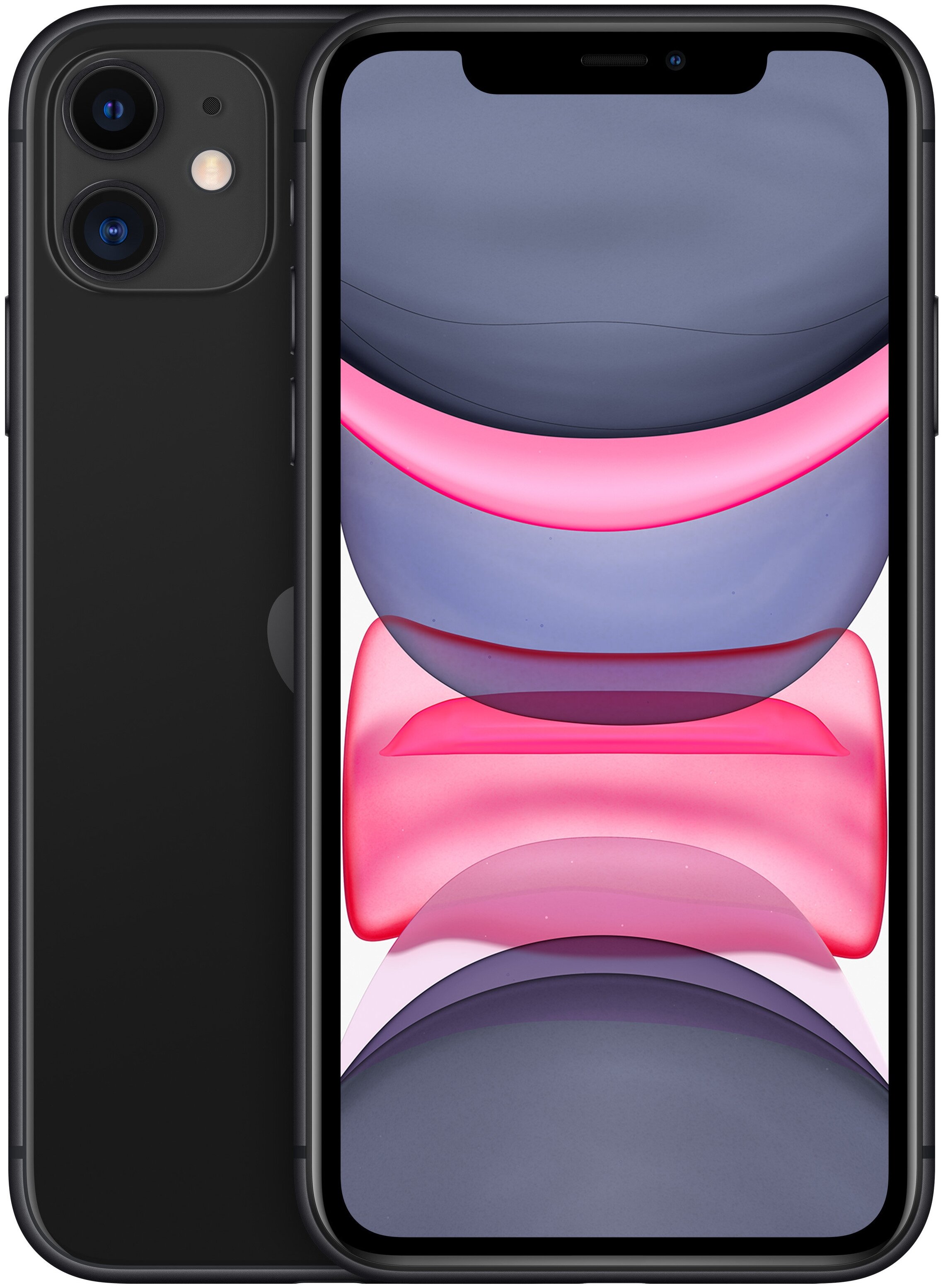 Смартфон Apple iPhone 11 A2221, 6.1" 828x1792 IPS, Apple A13 Bionic, 128Gb, 3G/4G, NFC, Wi-Fi, BT, 2xCam, 2-Sim (nano SIM+eSIM), Lightning, iOS 13, черный (MHDH3TH/A)