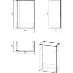 Тумба с раковиной Cersanit Moduo 40 белая (SB-SZ-MOD-MO40/Wh, S-UM-COM40/1-w)