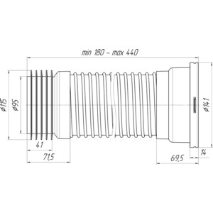 Гофра АНИ пласт для унитаза 180-440 мм (K518)