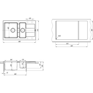 Кухонная мойка Florentina Комби 860К антрацит Fs (21.410.D0860.302)