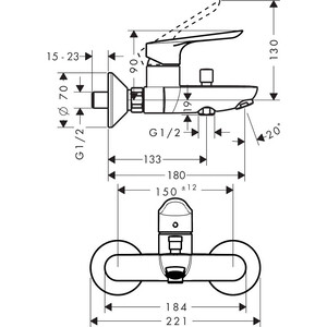 Смеситель для ванны Hansgrohe Logis E хром (71415000)