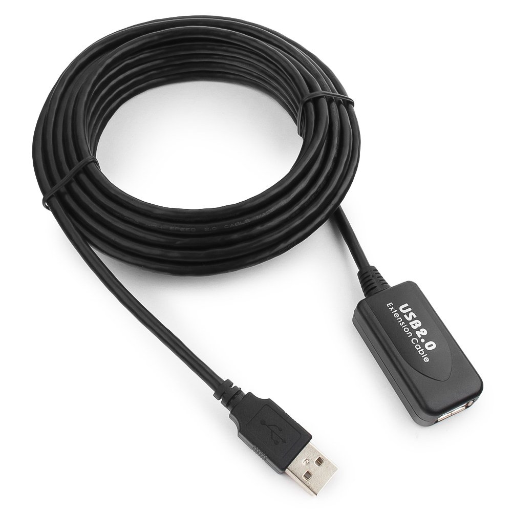 Кабель USB 2.0(Am)-USB 2.0(Af) 4.5 м, черный Cablexpert (UAE016-BLACK)