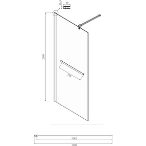 Душевой уголок Ambassador Walk-in 110х100-70 с душевой системой Lemark, прозрачный, черный (15031234, LM7002BL)