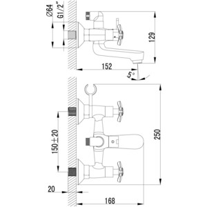 Смеситель для ванны Lemark Partner напольный (LM6542C, LM8565C)