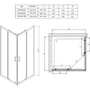 Душевой уголок Vincea Alpha VSS-3AL 80х80 прозрачный, хром (VSS-3AL800CL)