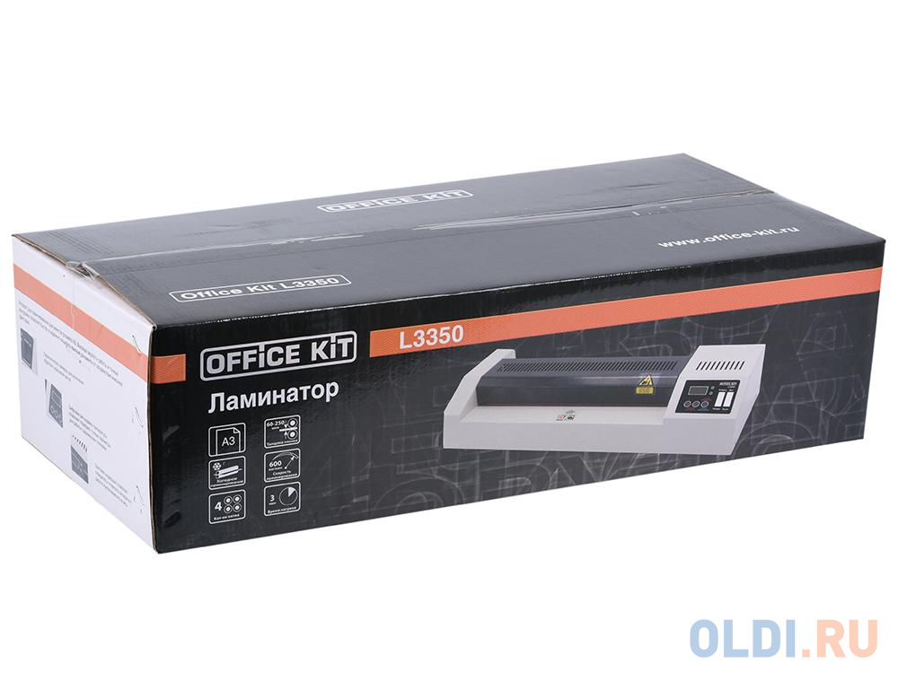 Ламинатор Office Kit L3350 A3 2х250 (пленка 60-250мкм) 60см/мин, 4 вала, холодн.лам., лам.фото, реверс, метал.корпус, цифровая регулировка t