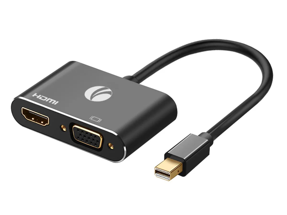 Адаптер VCOM miniDisplayPort(M) --> HDMI(F)+VGA(F), 4K@30Hz, 0.15м, Allum shell, (CG646M-0.15)