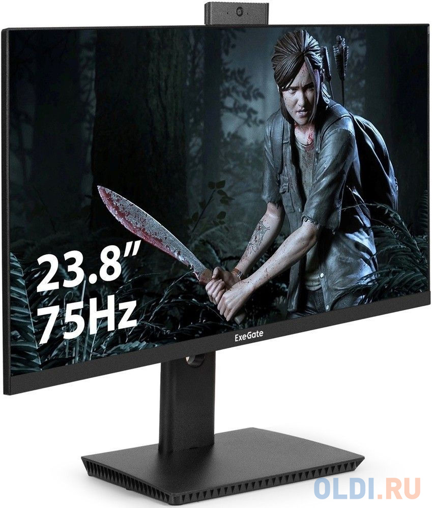 Монитор со встроенной веб-камерой и аудио 23.8" ExeGate SuperView EV2407T (IPS LED Grade A+, FHD, 1920x1080@75Гц, 16:9, 250cd/m2, 1000:1, 178°/17