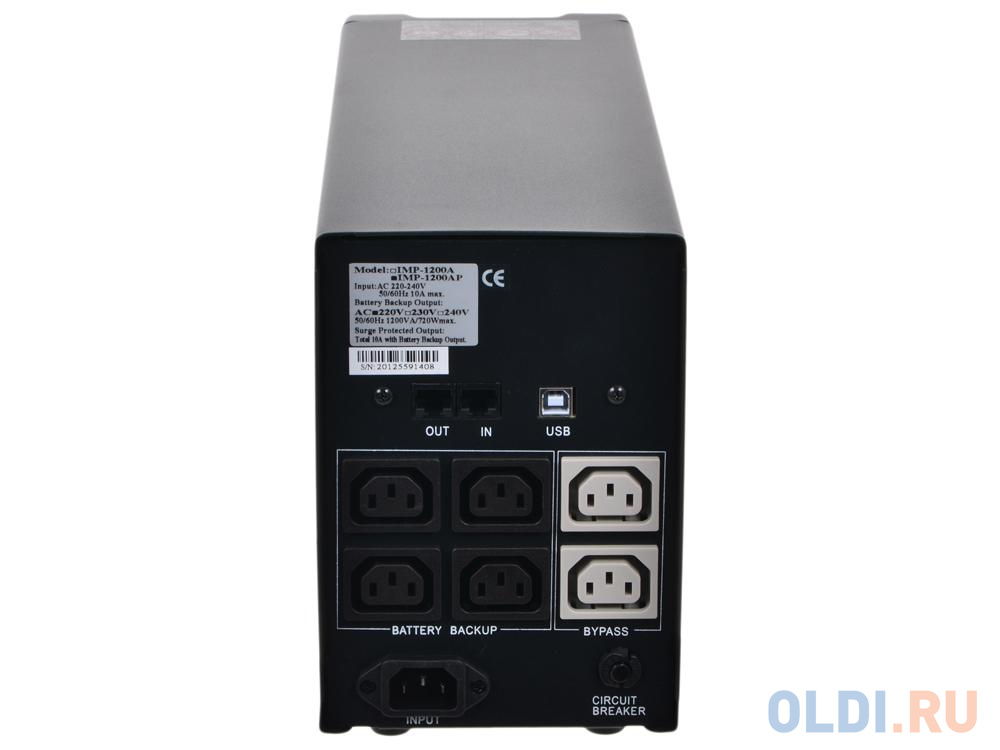 ИБП Powercom IMP-1200AP Imperial 1200VA/720W USB,AVR,RJ11,RJ45 (4+2 IEC)*
