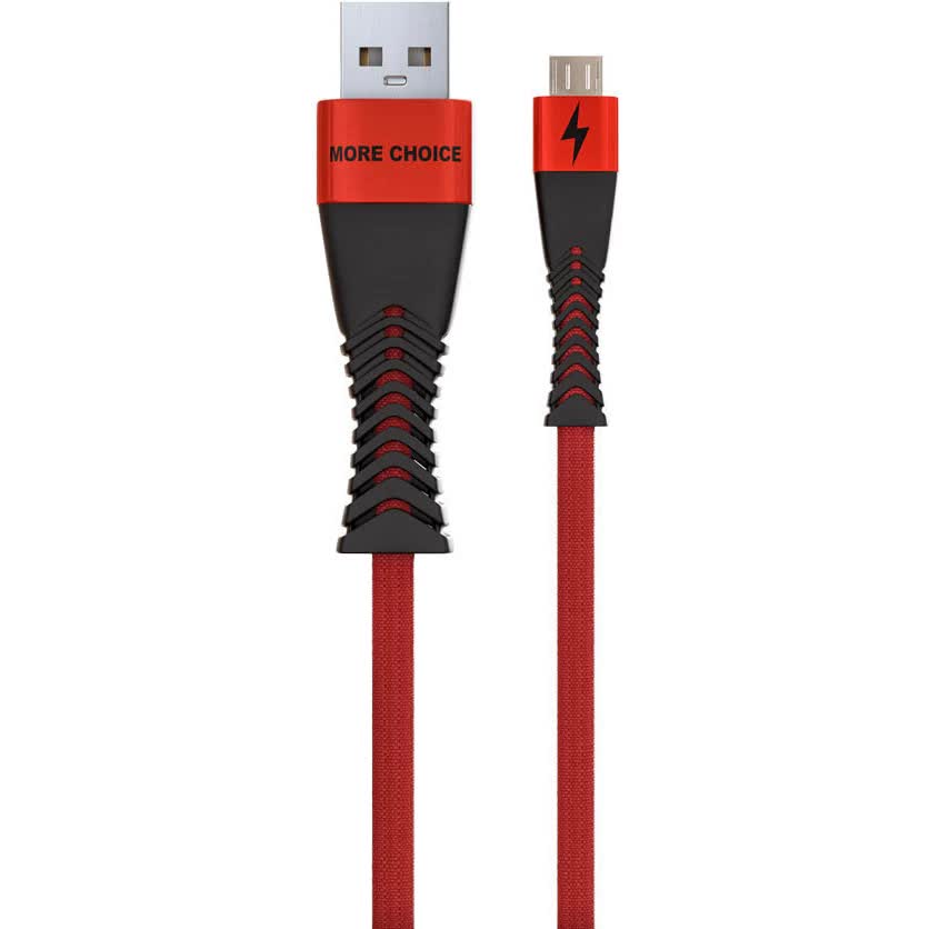 Дата-кабель More choice Smart USB 3.0A для micro USB K41Sm нейлон 1м (Red Black)