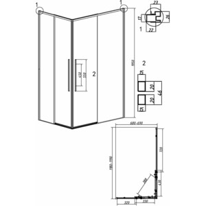 Душевой уголок Grossman Galaxy 120х70 шиншилла, черный матовый (300.K33.01.1270.21.02) в Москвe