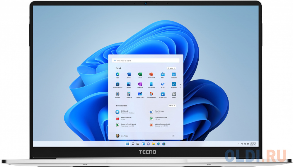 Ноутбук Tecno MegaBook T1 Core i5 1155G7 16Gb SSD512Gb Intel Iris Xe graphics 15.6" IPS FHD (1920x1080) Windows 11 Home 64 silver WiFi BT Cam 606