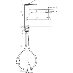 Смеситель для кухни Hansgrohe Zesis M33 выдвижной излив, нержавеющая сталь (74801800)