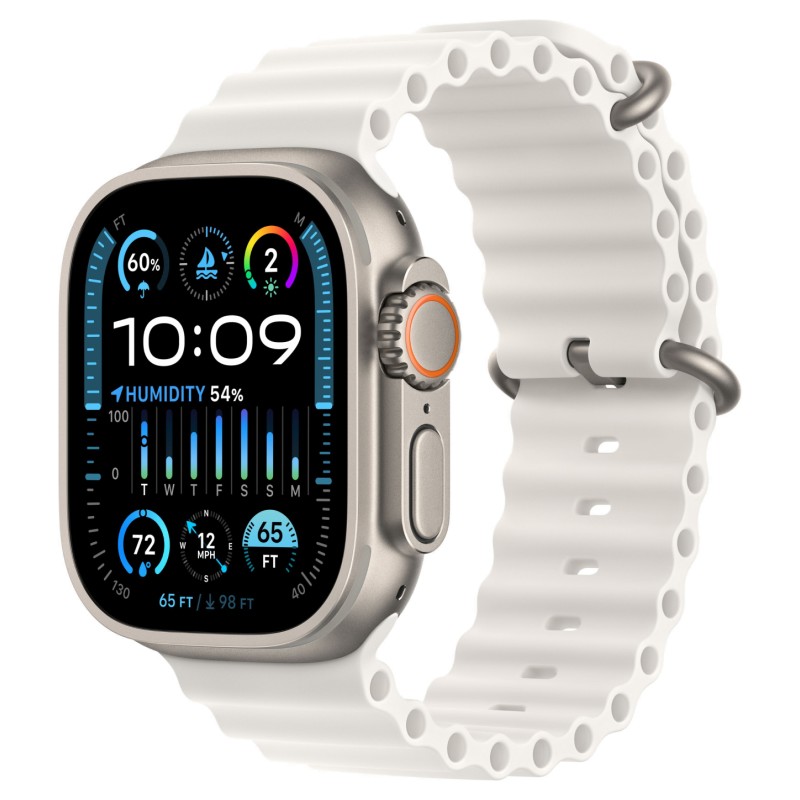 Смарт-часы Apple Watch Ultra 2 A2987 49мм OLED, титановый/белый Ocean Band (MREJ3LL/A)