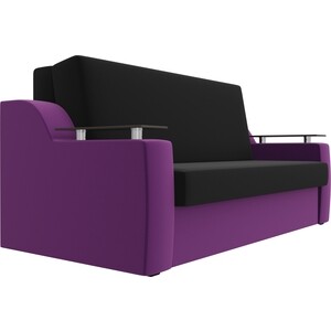 Прямой диван АртМебель Сенатор микровельвет черный/фиолетовый (120) аккордеон