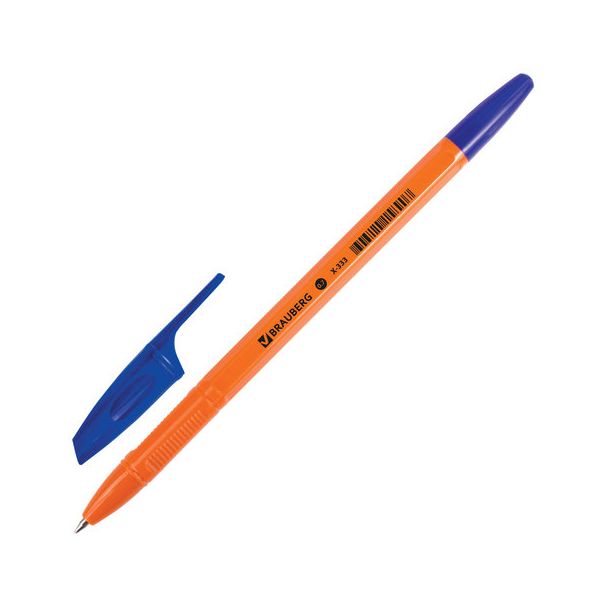Ручка шариковая BRAUBERG X-333 Orange, СИНЯЯ, корпус оранжевый, узел 0,7 мм, линия письма 0,35 мм, BP167, (100 шт.)