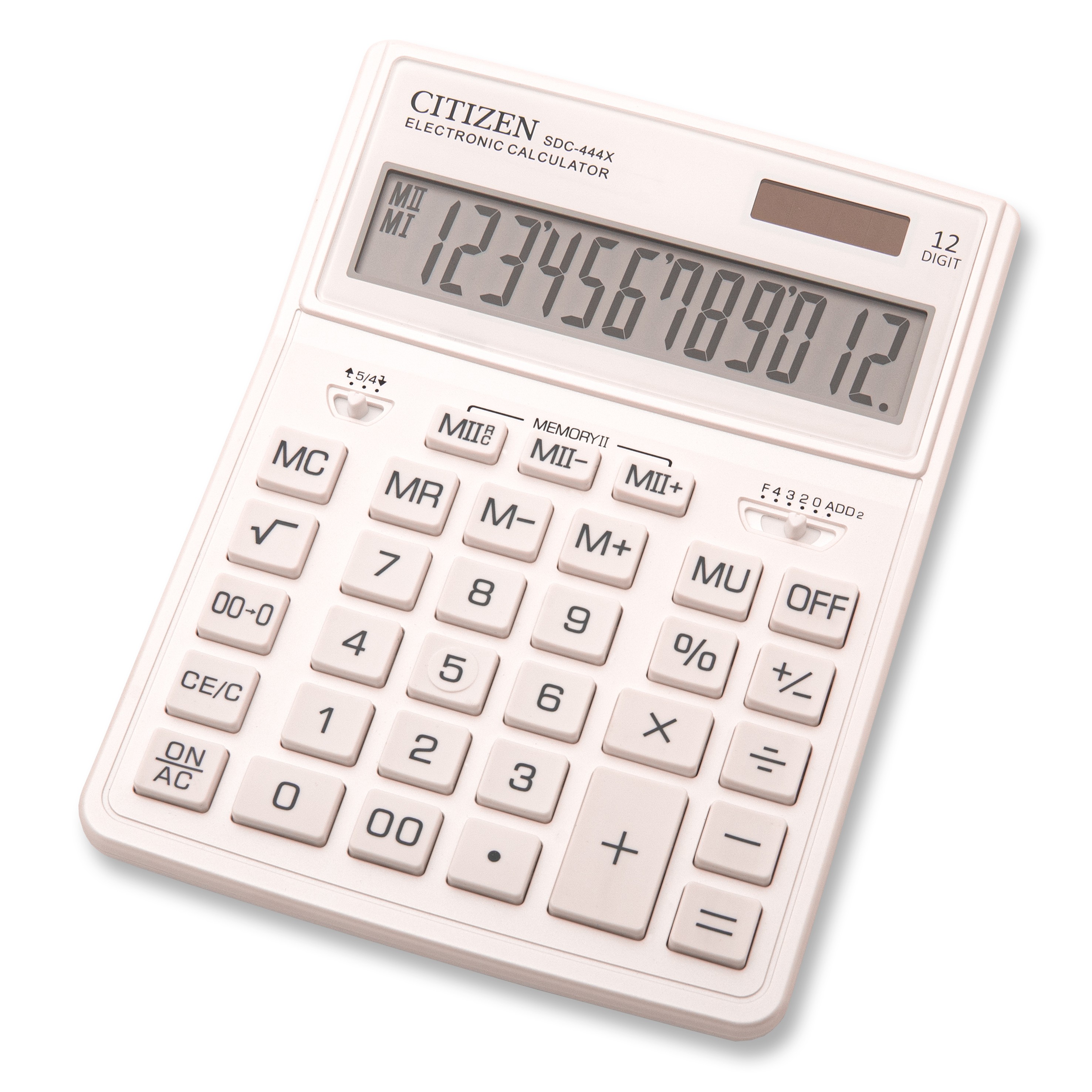 Калькулятор настольный Citizen BusinessProLine SDC-444WHE, 12-разрядный, однострочный экран, белый
