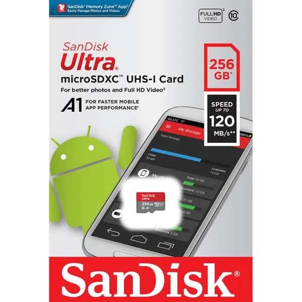 Карта памяти SanDisk MicroSDXC 256GB (SDSQUA4-256G-GN6MN)