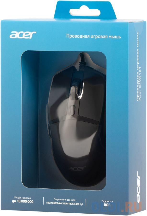 Мышь Acer OMW121 черный оптическая (6400dpi) USB (6but)