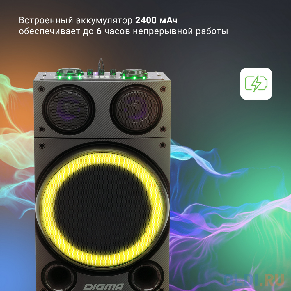 Минисистема Digma MS-14 черный 600Вт FM USB BT SD/MMC в Москвe