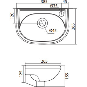 Раковина Santek Бриз 40х26 отверстие справа (1WH110445)