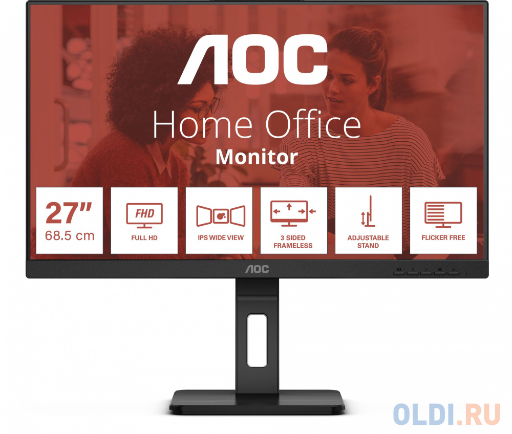 Монитор AOC 24" 24E3QAF черный IPS LED 16:9 HDMI M/M матовая HAS Piv 300cd 178гр/178гр 1920x1080 75Hz VGA DP FHD USB 4.45кг