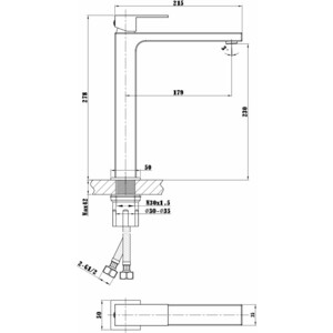 Смеситель для раковины Vincea Cube черный (VBF-1C02MB)