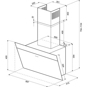 Вытяжка Krona Kristen 900 black/inox S в Москвe