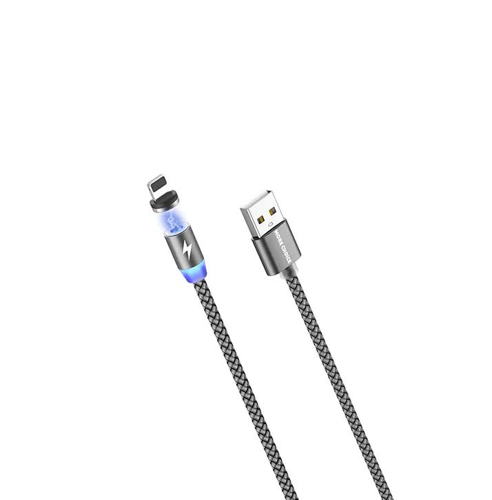 Кабель More choice K61Si 1м Dark Grey Smart USB 2.4A для Apple 8-pin Magnetic серый