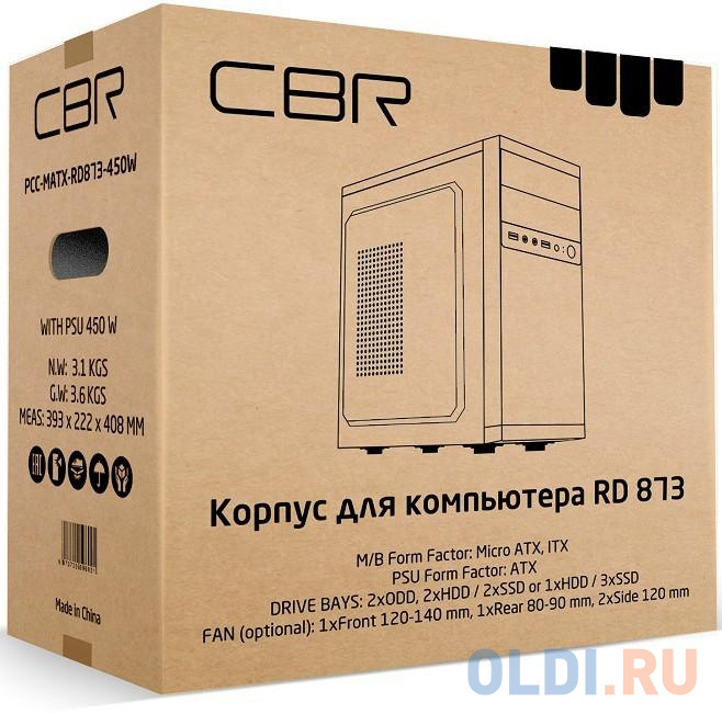 Корпус microATX CBR PCC-MATX-RD873-450W 450 Вт чёрный