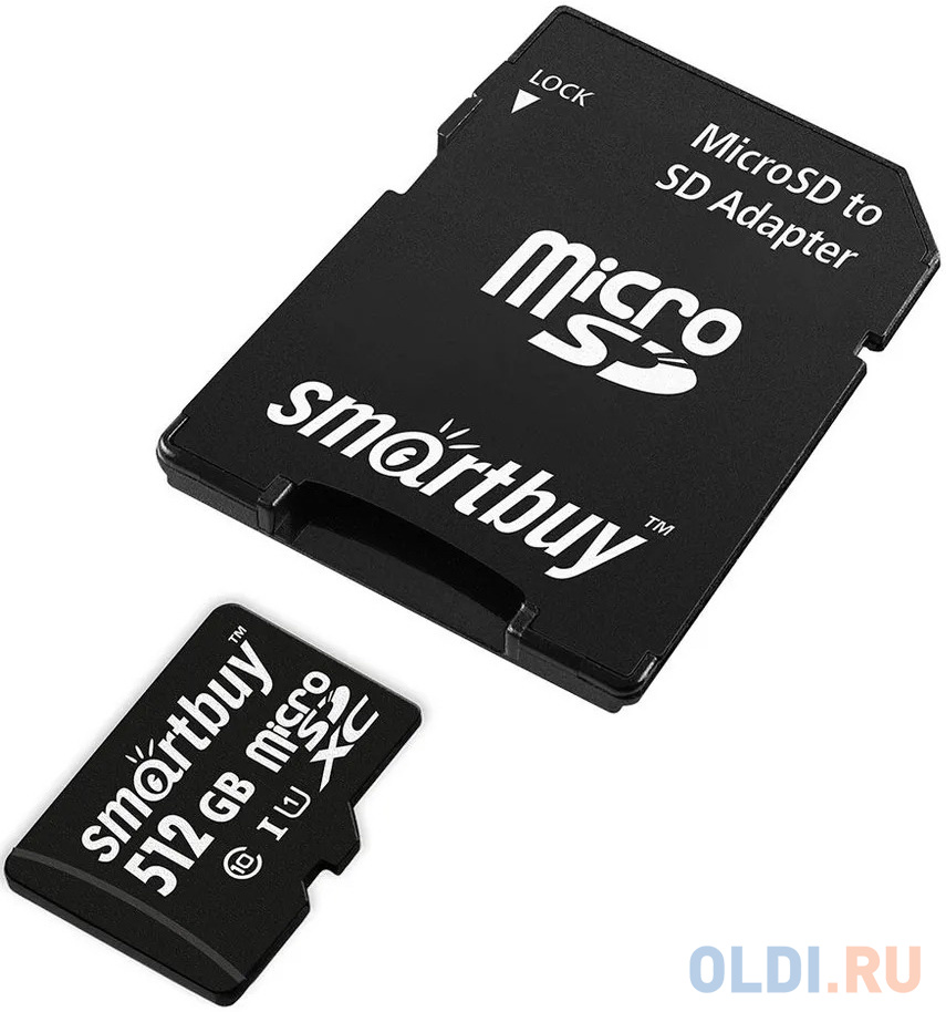 Micro SecureDigital 512GB Smartbuy Class10 UHS (с адаптером SD) (SB512GBSDCL10-01)