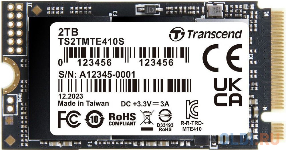 Твердотельный диск 2TB Transcend MTE410S, 3D TLC NAND, M.2 2280,PCIe Gen3x4, DRAM-less в Москвe