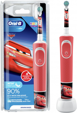 Зубная щетка электрическая Oral-B Cars, 1 насадка, 3 режима, красный (4210201244554 )
