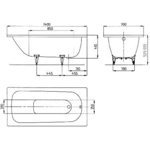 Ванна стальная Kaldewei Saniform Plus 360-1 140x70 с экраном Emmy Элис и ножками