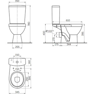 Унитаз-компакт Rosa Рим с сиденьем микролифт (4610119203757)