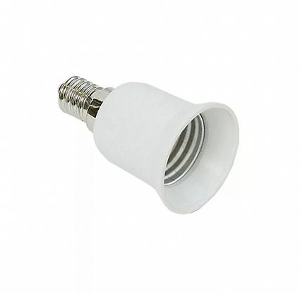 Патрон-переходник пластиковый REV для светодиодных/накаливания/энергосберегающих ламп, с цоколя E14 на цоколь E27, белый (24631 2)